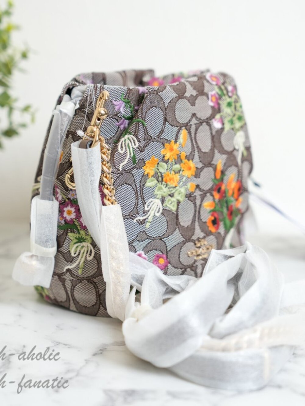 COACH CDZ94 Faye Mini Drawstring Bag Signature Jacquard Floral Embroidery NWT - Picture 11 of 16